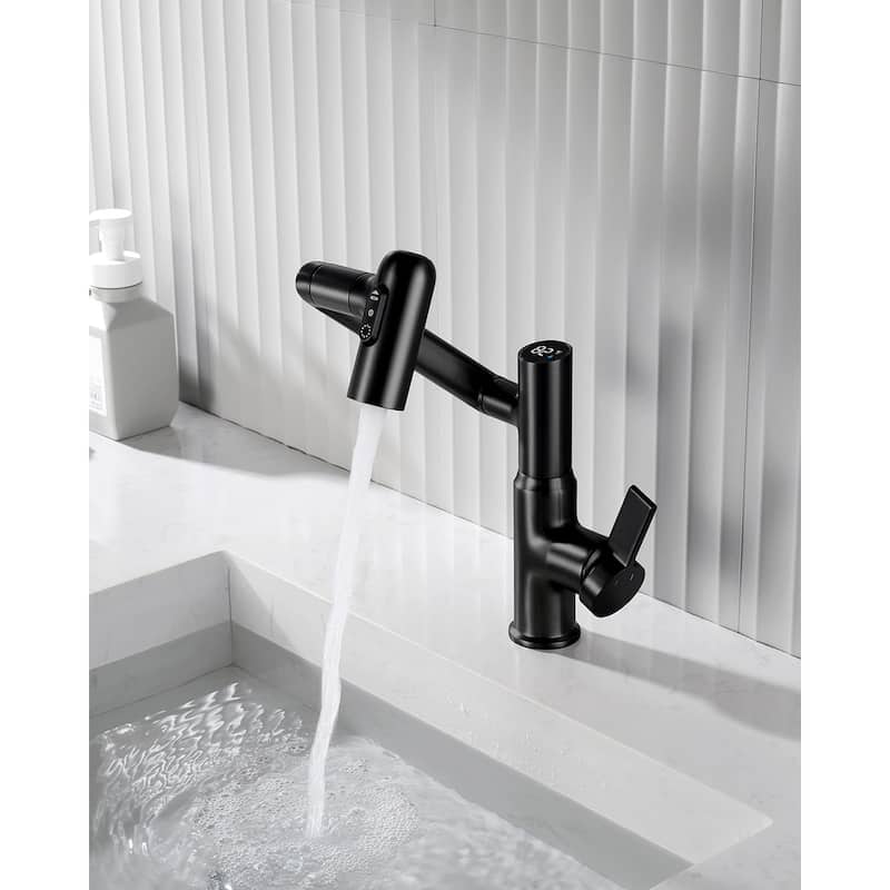 Lefton Rotatable Bathroom Faucet with Temperature Display in Fahrenheit (Batteries-Free), BF2204