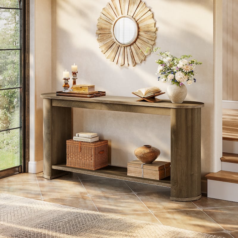 63" Console Sofa Table with Storage for Living Room/ Entryway/ Hallway - 13.8" D x 63" W x 31.5" H