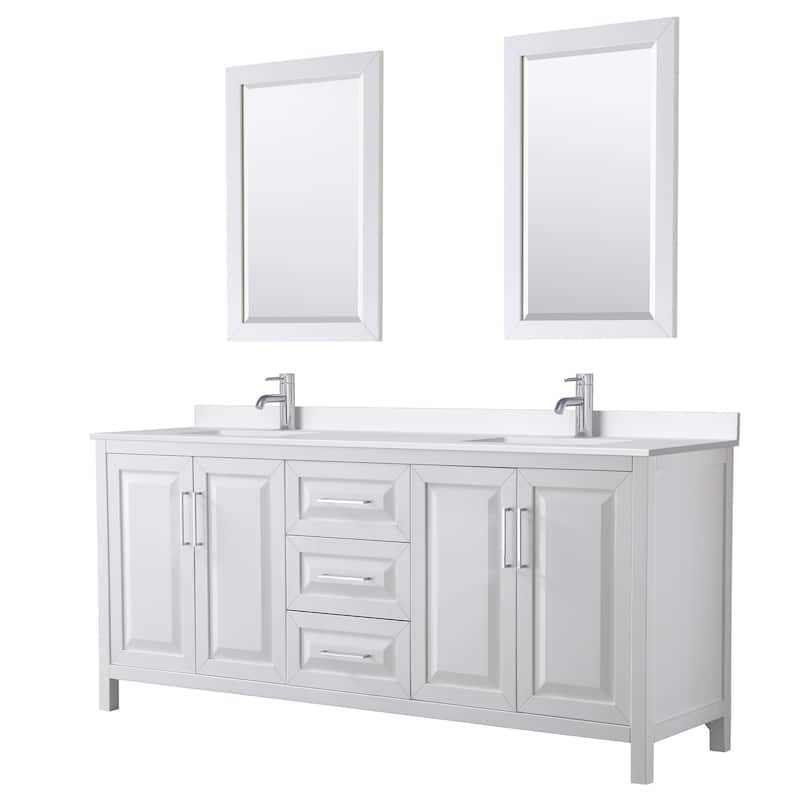 Wyndham Collection WCV252580D-QTZ-UNSM24 Daria 80" Free Standing - White / White Quartz Top / Polished Chrome