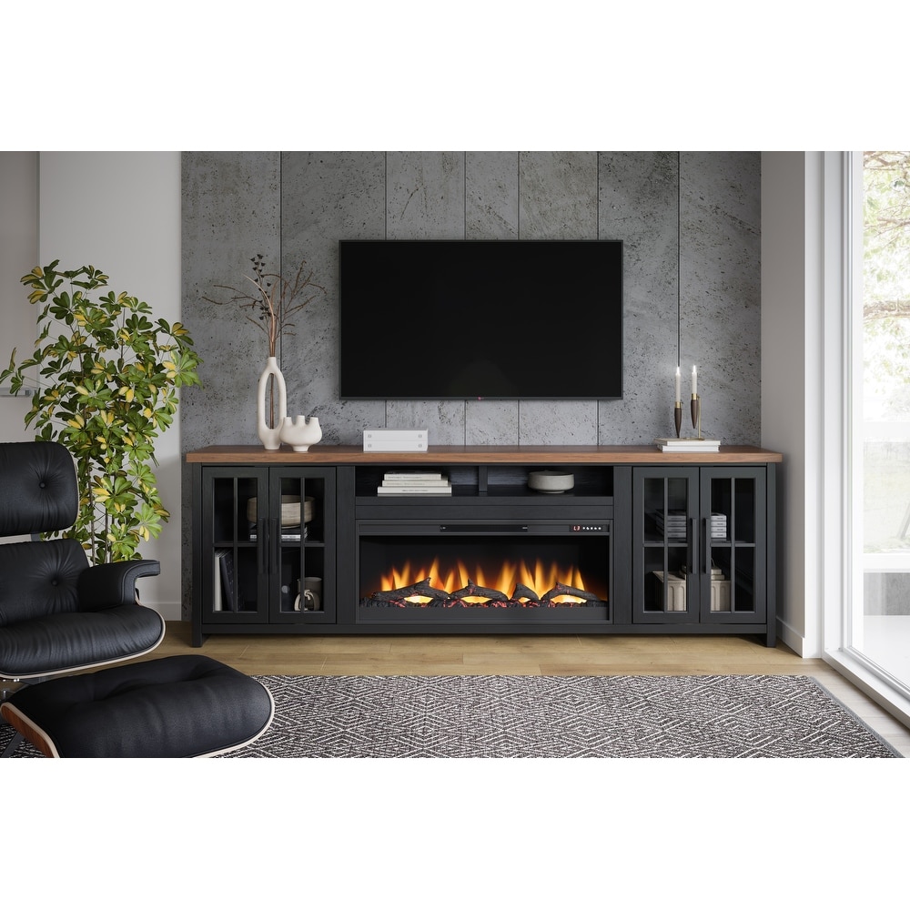 100 inch wide tv shop stand with fireplace