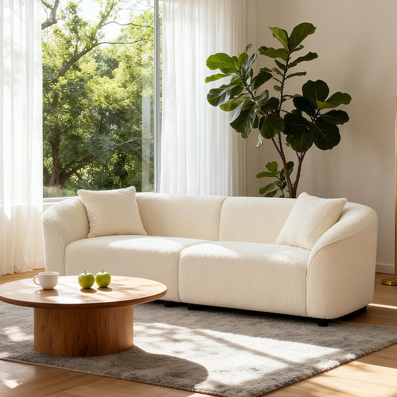 Christopher Knight Home - Allegra Sculptural Upholstered 87" Curved Sofa - Boulce White