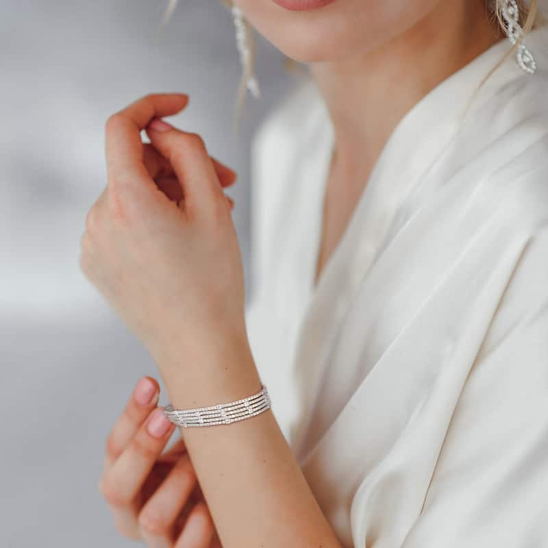 Miadora 7 7/8ct TW 5-Strand Diamond Tennis Bracelet in 18k White Gold