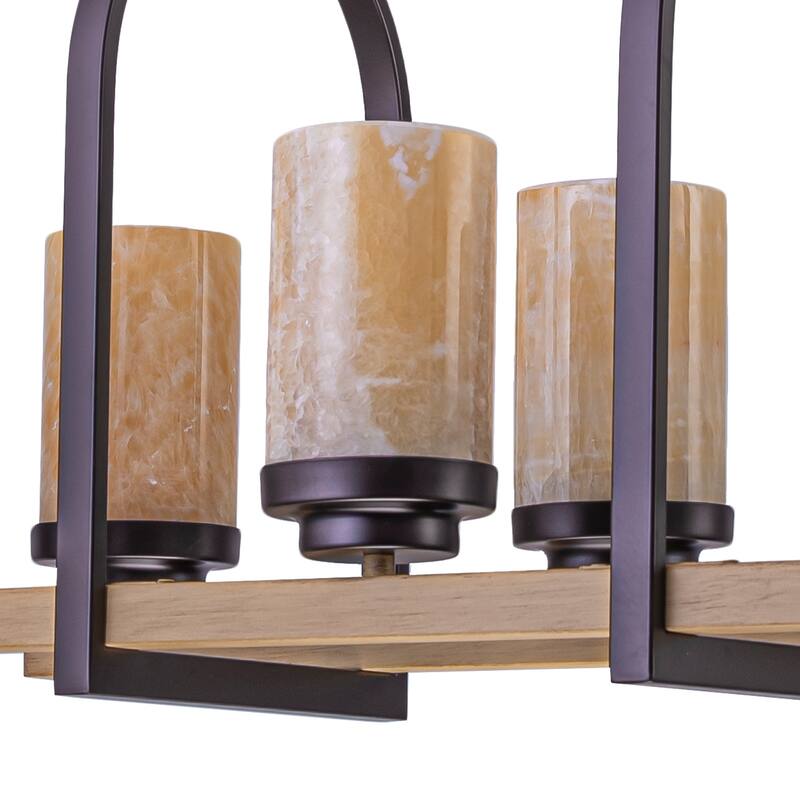 Retro Industrial Iron Pendant with Alabaster Candle Shade