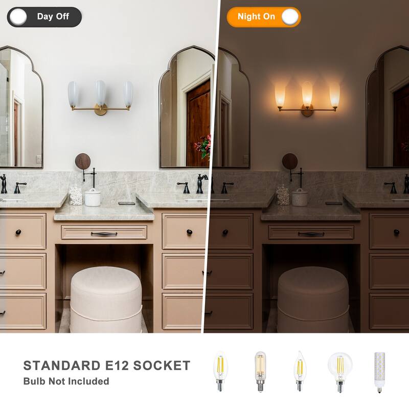 3 Light Gold Bathroom Vanity Light Modern Cloud Glass Shade Hallway - W-21.46 in.