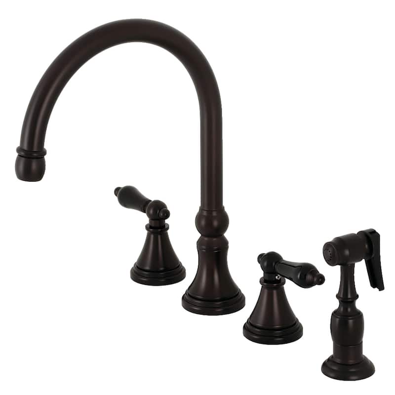 Kingston Brass Duchess Widespread Kitchen Faucet with Brass Sprayer - Oil Rubbed Bronze