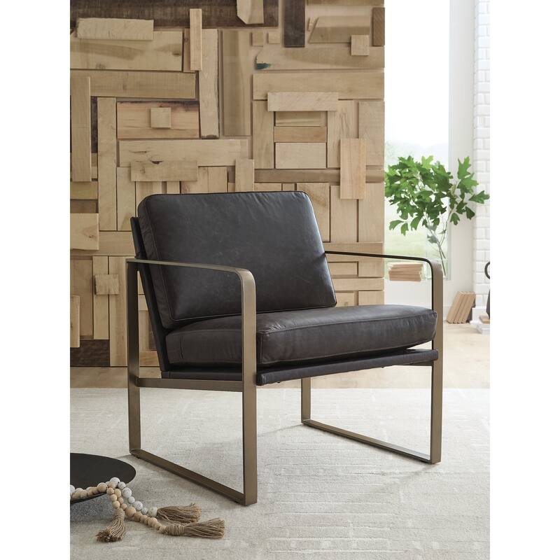 Signature Design by Ashley Bradett Dark Brown/Gold Accent Chair - 29.5" W x 28.63" D x 34" H