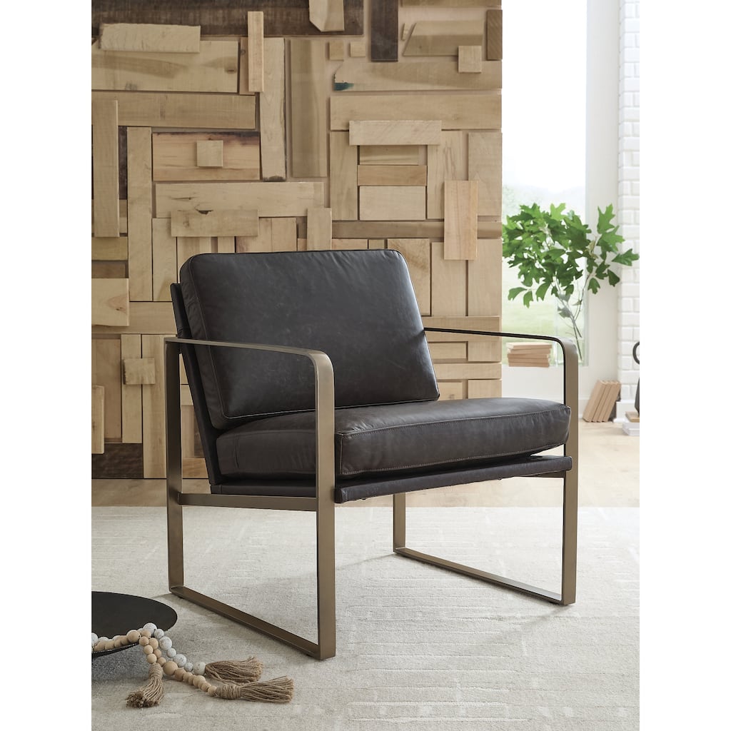 Signature Design by Ashley Bradett Dark Brown/Gold Accent Chair - 29.5" W x 28.63" D x 34" H