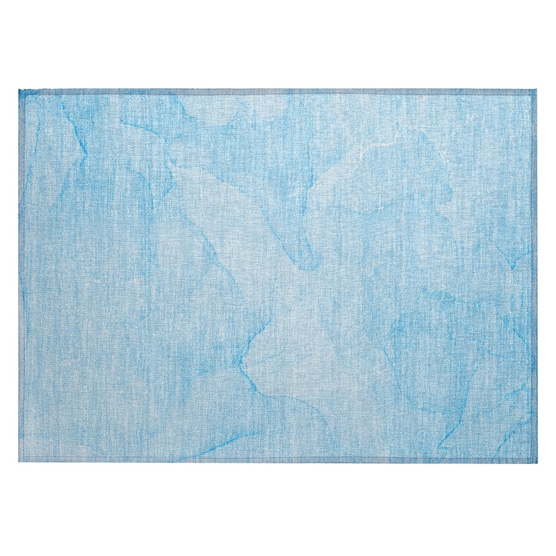 Machine Washable Indoor/ Outdoor Abstract Chantille Rug - Blue - 1'8" x 2'6"