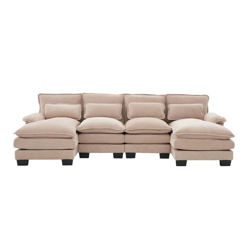 GDFStudio - U Shaped 110" Chenille Modular Cloud Sectional Couches