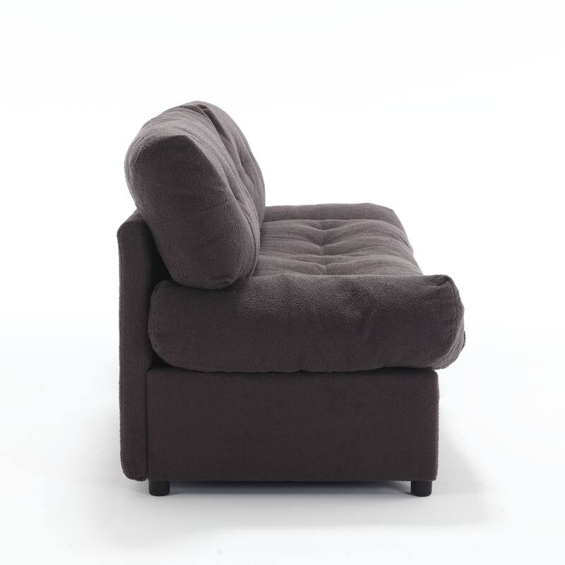 Cloud Style Sofa, Teddy Velvet Fabric, Comfy Padded Cloud Couch for Living Room, Apartment