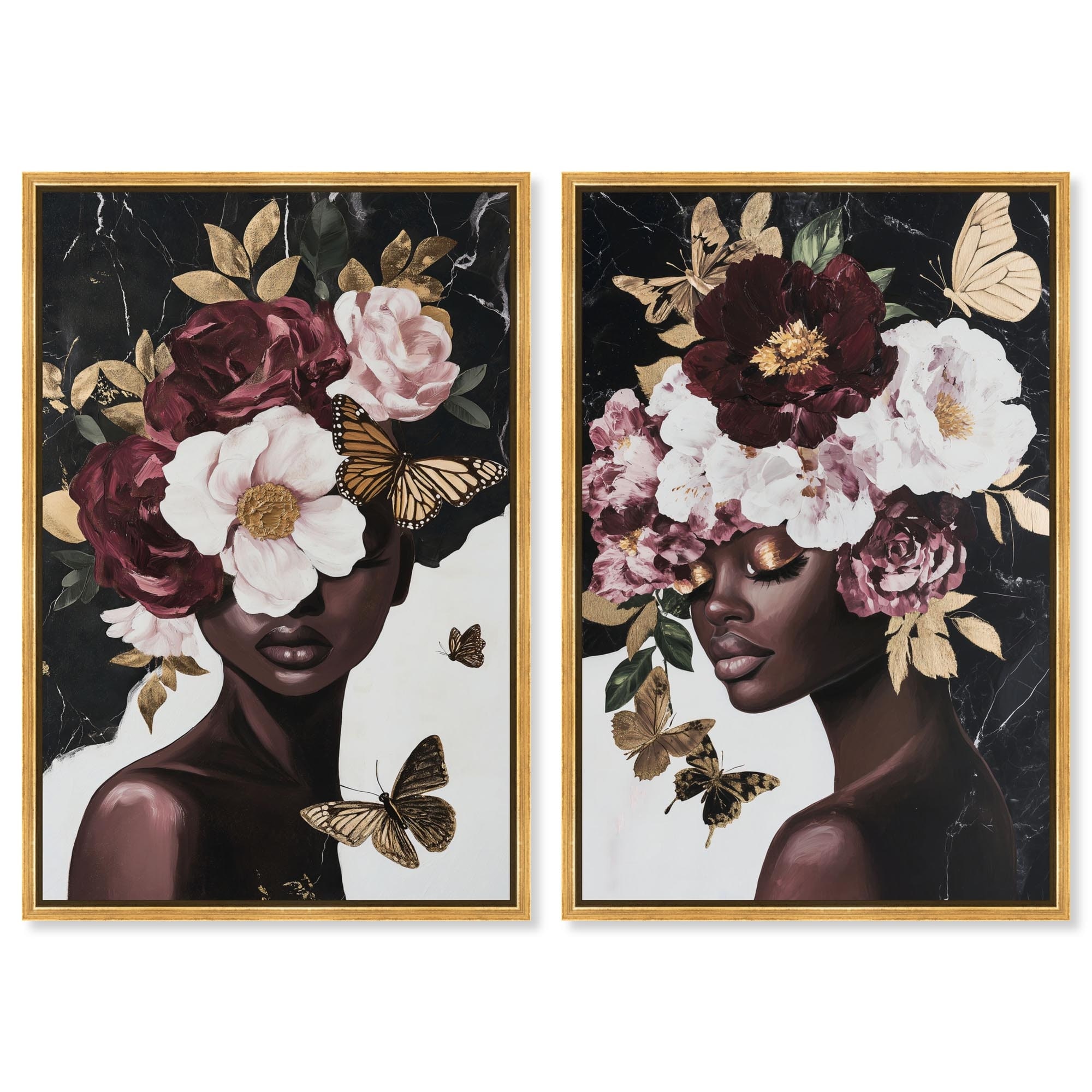 Her Collection Floral Art Set Canvas Print by Art Remedy