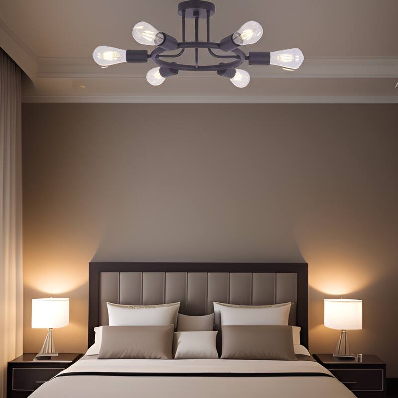 6 Light Modern Sputnik Lights Semi Flush Mount Ceiling Light