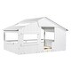 preview thumbnail 9 of 12, White House-shaped Full Size Bed Closed House Frame Bed with Roof Windows Guardrail Door for Toddler Montessori Floor Bed