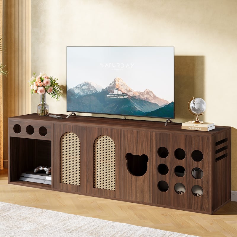 Extra Large TV Stand, 70.9'' TV Console Cabinet for 70/75/80 Inch TV, Entertainment Center with Storage Cabinets for Living Room