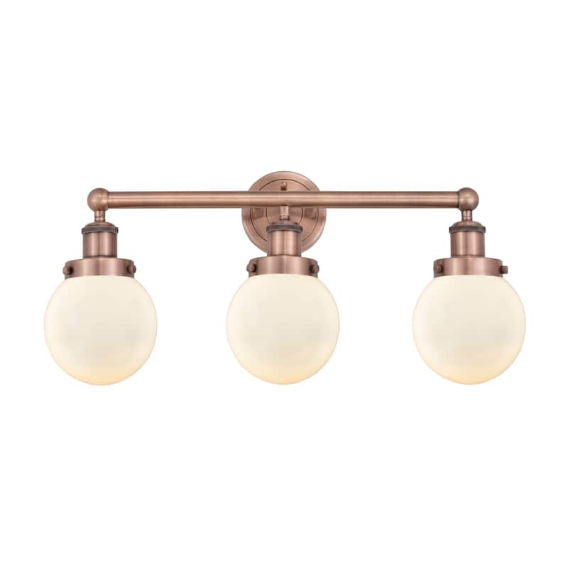 Innovations Lighting 616-3W-10-25 Beacon Vanity Beacon 3 Light 25" - Antique Copper / Matte White / Multi-Colored