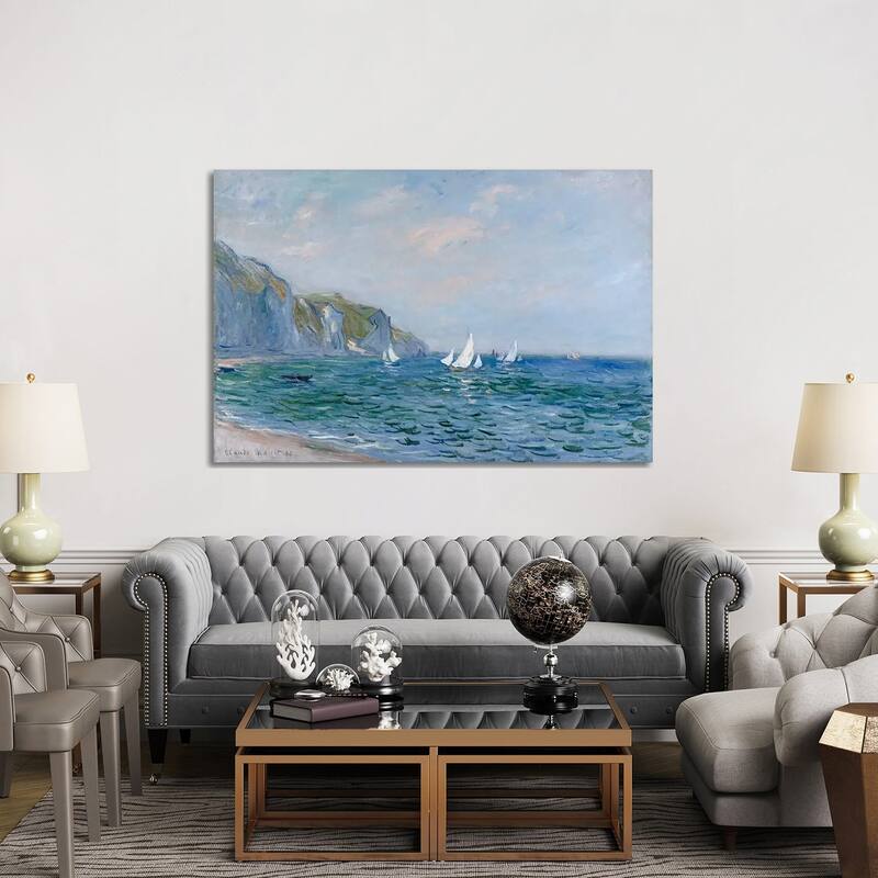 iCanvas "Cliffs and Sailboats at Pourville " by Claude Monet Canvas Print