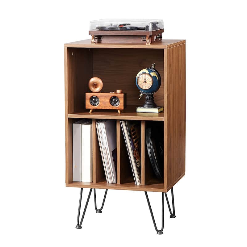 Brown Metal Record Stand with 3 Tiers, Vinyl Storage for 150 Albums - 18.9 x 15.75 x 33.54 inches