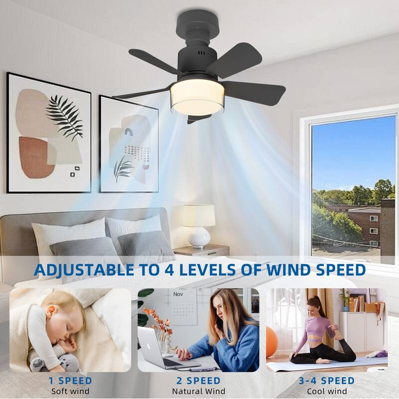 17.7 in. Indoor Socket Ceiling Fan Light with Remote, LED Light, 4 Fan Speeds, Dimmable, 3 Color Temperatures