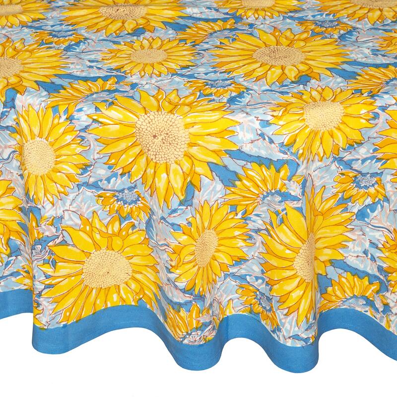 Couleur Nature Sunflower Tablecloth - Yellow/Blue