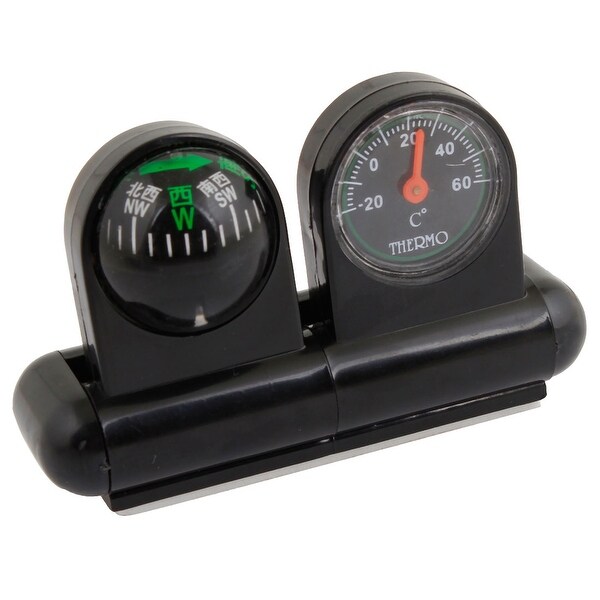 Unique Bargains Vehicles Car Altimeter Barometer Stand Compass Round Thermometer Black