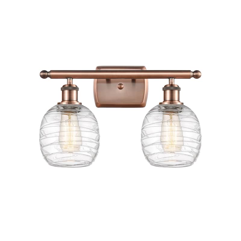 Innovations Lighting 516-2W-11-16 Belfast Vanity Belfast 2 Light 16" - Antique Copper / Deco Swirl