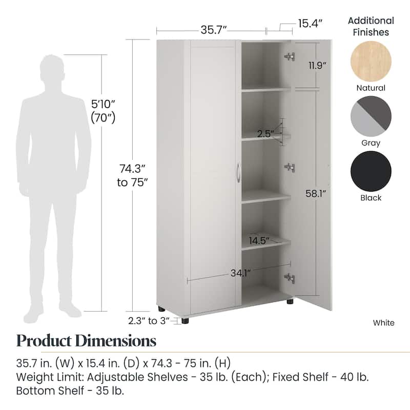 Systembuild Evolution Coyle Utility Storage Cabinet - 36-Inch - Black