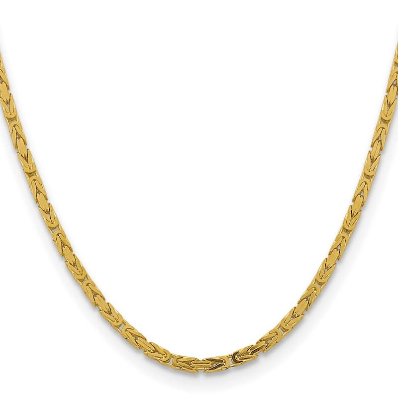 Curata 14k Yellow Gold Solid 7" or 8" 3.25mm Squared Byzantine Chain Bracelet for men and women