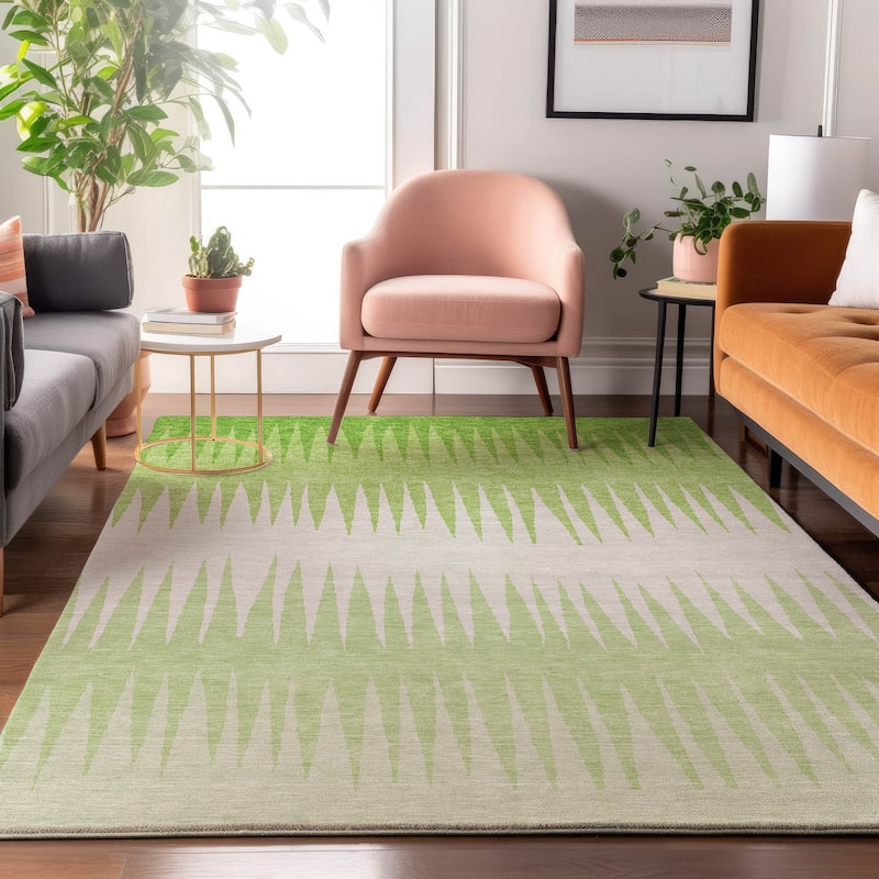 Premium Washable Super Soft Modern Spikes Mayfield Rug - Lime - 9' x 12'