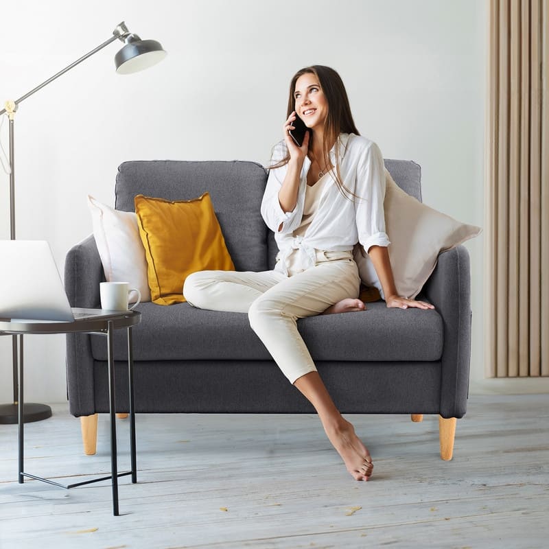 47 in. Modern Comfy Couch Loveseat with Side Storage For Living Room