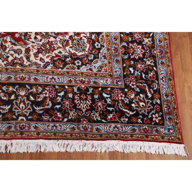 Kashan Turkish Area Rug Machine-Made Oriental Red Carpet - 9'7" x 12'6"
