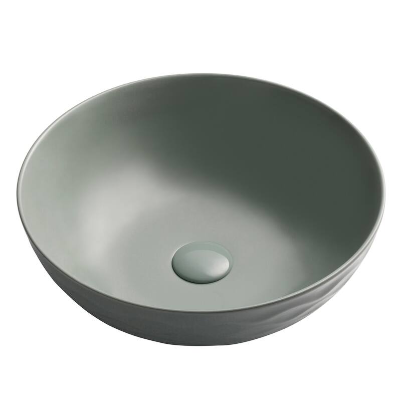 KRAUS Viva 16 1/2 inch Round Porcelain Ceramic Vessel Bathroom Sink