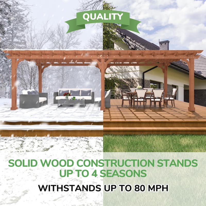 VEIKOUS Outdoor Cedar Wood Pergola Gazebo Kit with Flat Roof Trellis for Patio, Deck, Garden and Backyard