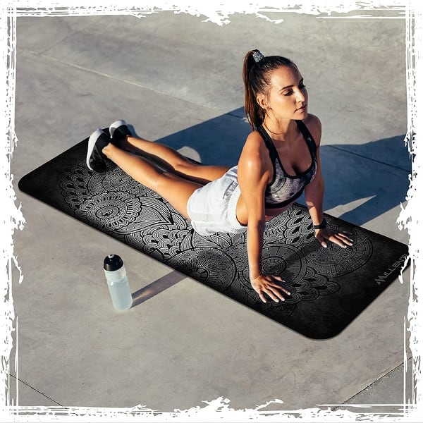 dimension image slide 0 of 8, Millenti Yoga Mat, 6mm Thick Suede & TPE Texture Material
