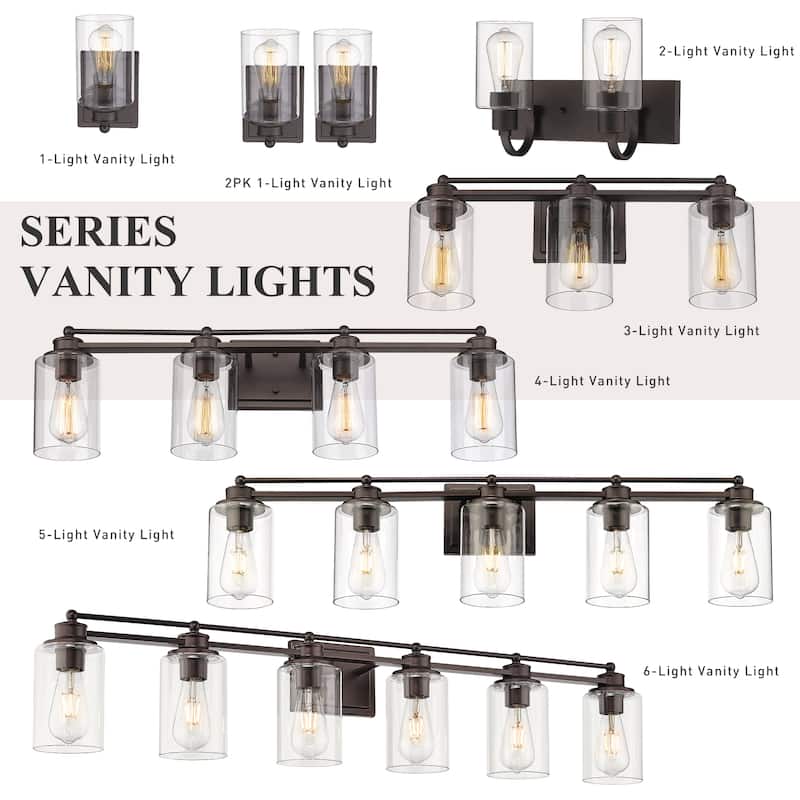 Bathroom Vanity Wall Light with Glass Shade and Rubbed Bronze Finish