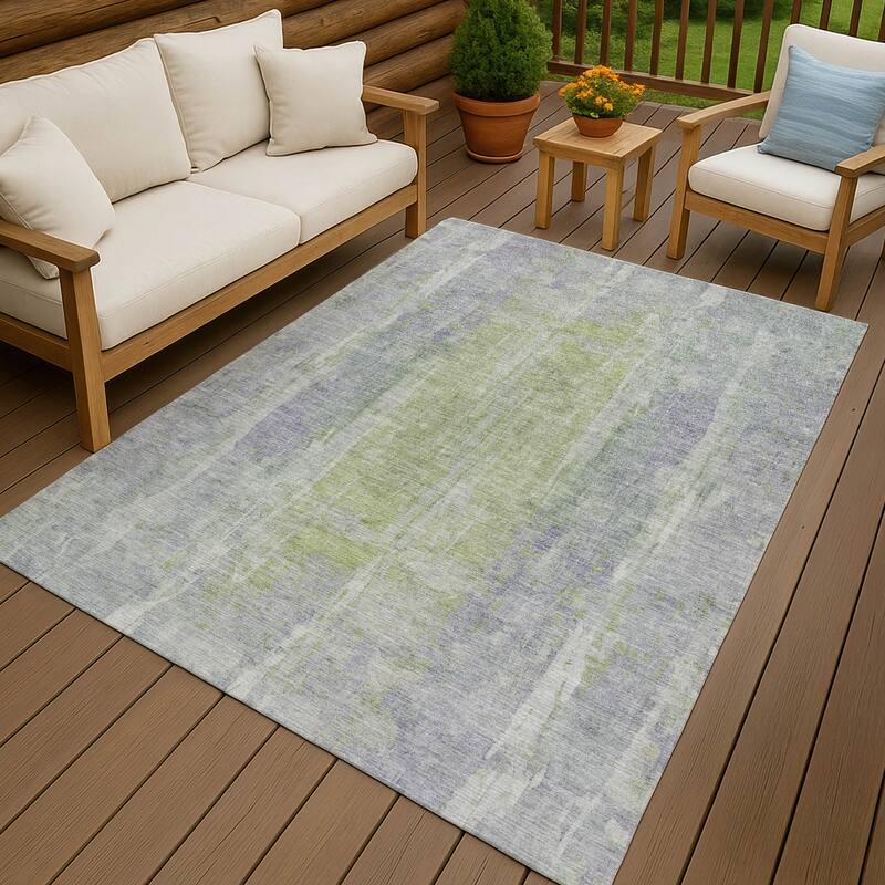 Machine Washable Indoor/ Outdoor Vintage Ombre Chantille Rug