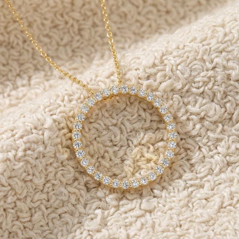 Bliss Diamond 1/2ct Circle Of Life Lab Grown Diamond Pendant Yellow Gold Necklace