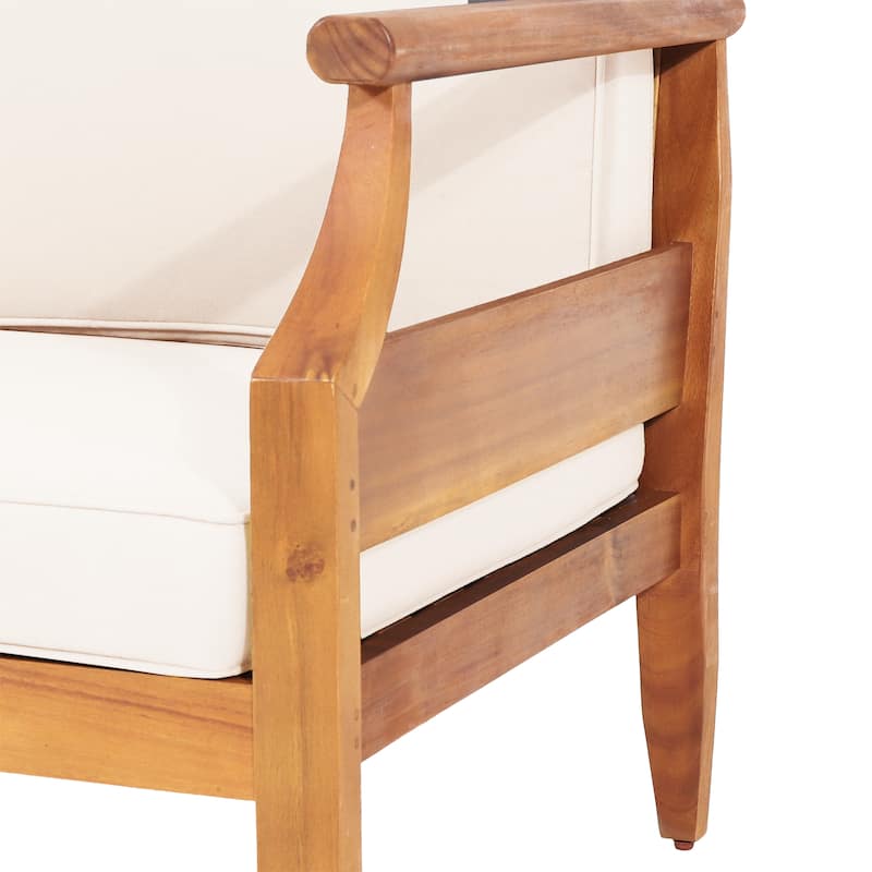 Aston Outdoor Acacia Wood 3 Seater Sofa by Christopher Knight Home