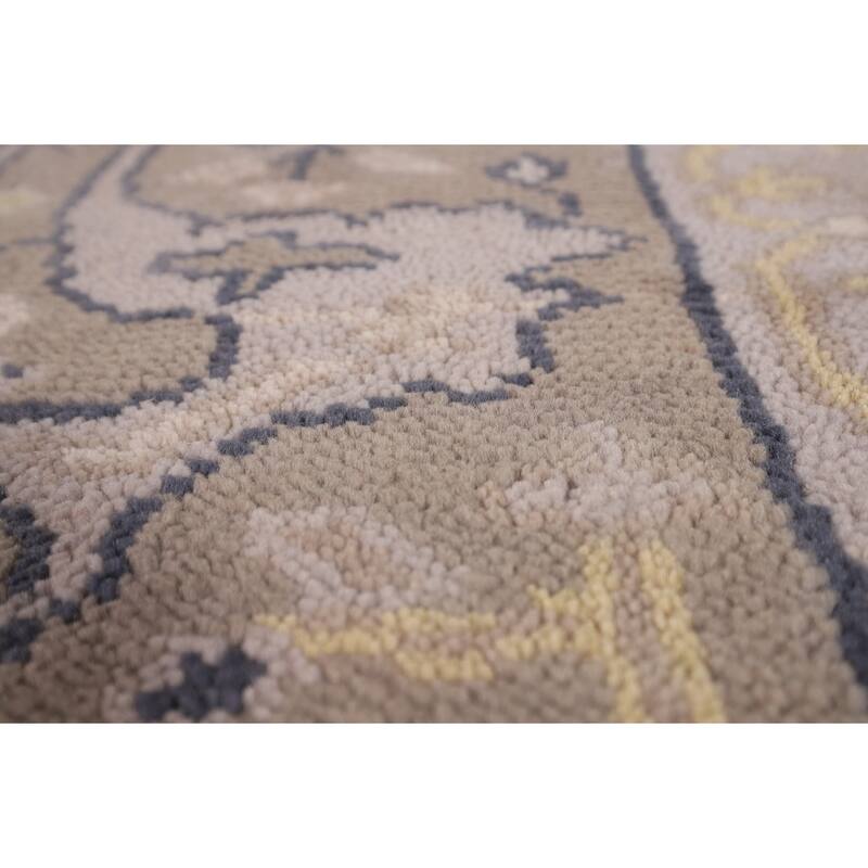 All-Over Oushak Oriental Runner Rug Handmade Brown Wool Carpet - 2'8" x 10'11"