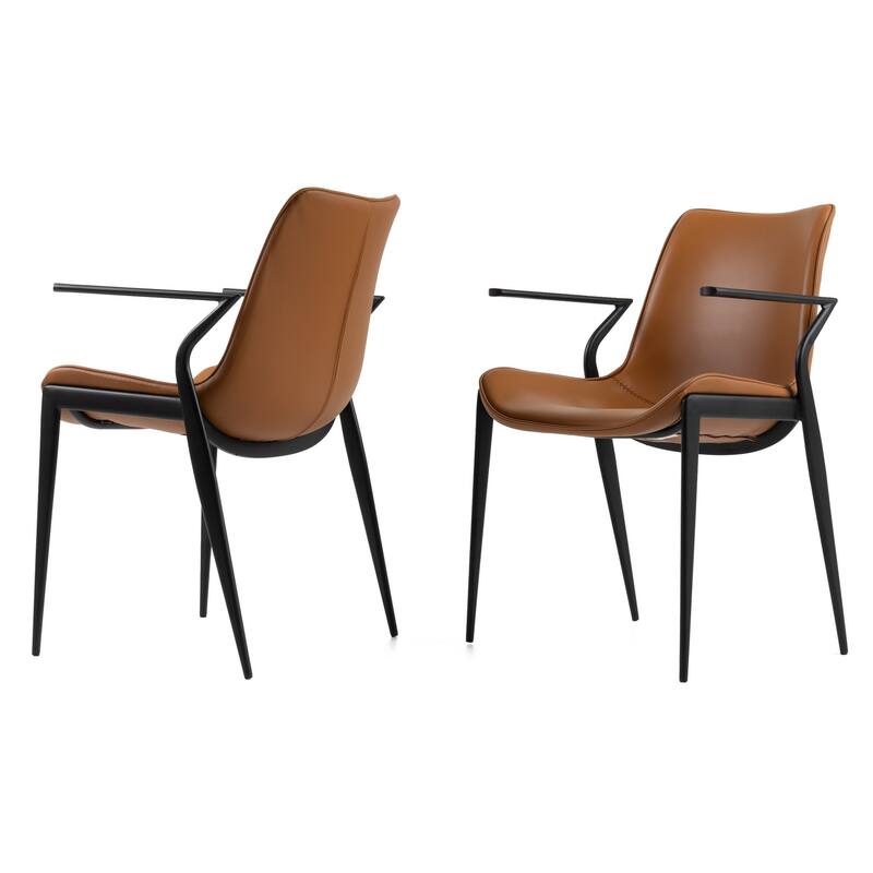 Modrest Osprey Modern Camel Vegan Leather Dining Chair (Set of 2)