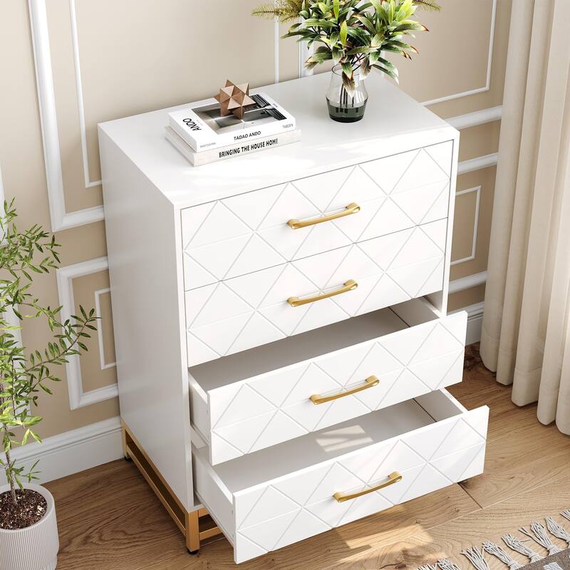 3/4 Drawer Wood Dresser for Bedroom, Modern Storage Chest for Closet