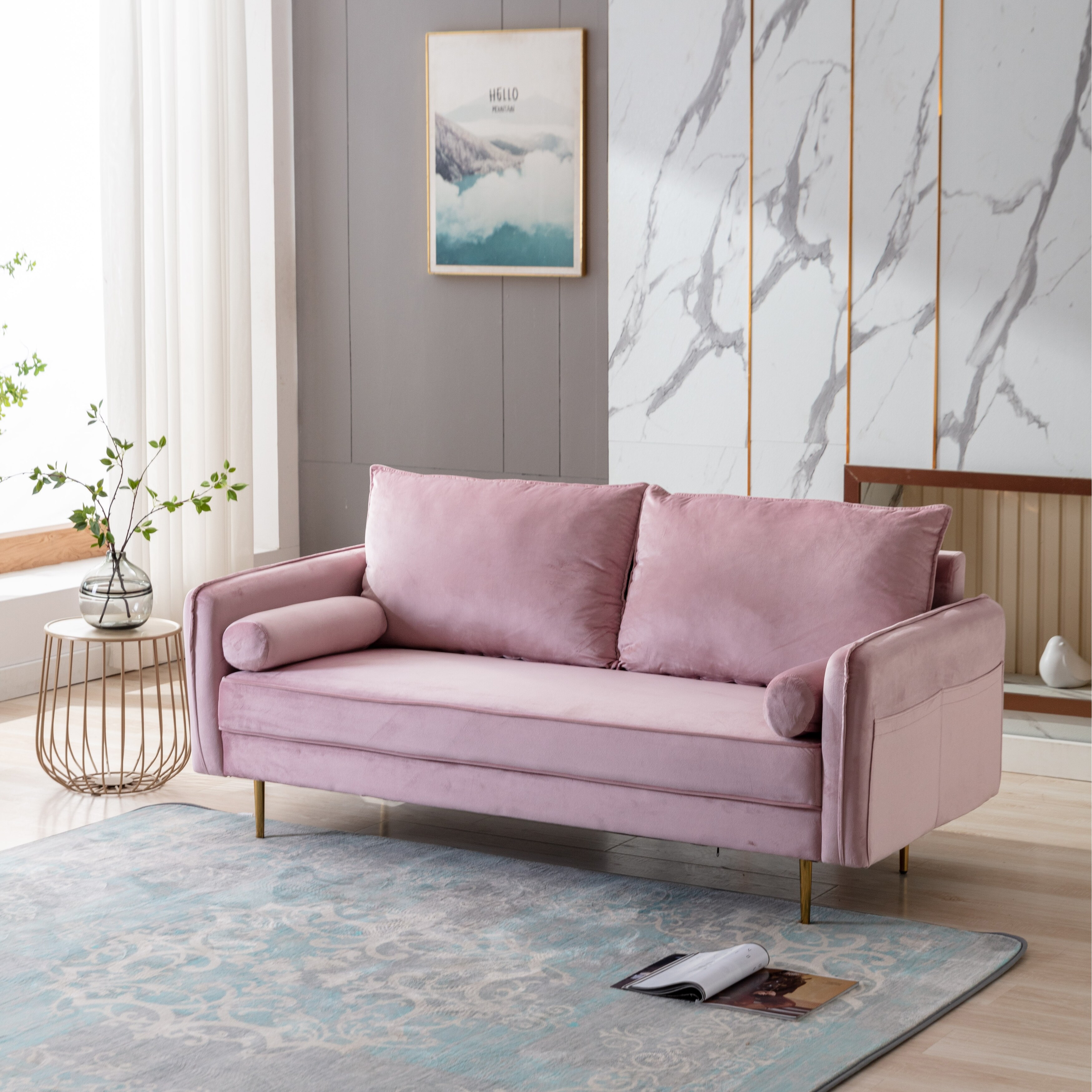 Pink couch clearance wayfair