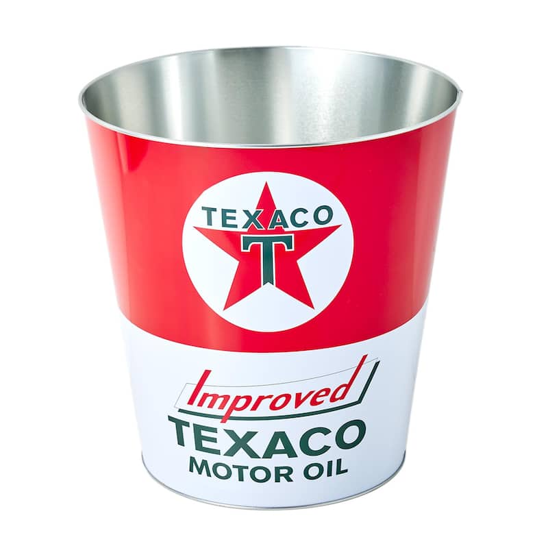 American Art Decor Decorative Metal Trash Can Garbage Bin Waste Basket - Texaco