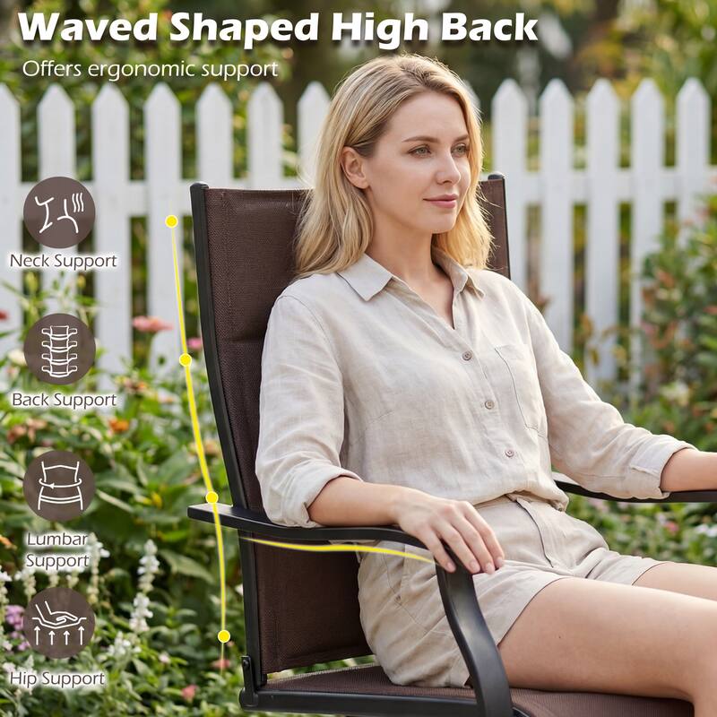 Gymax Padded Patio Swivel Chairs Set of 4 Ergonomic Outdoor Dining