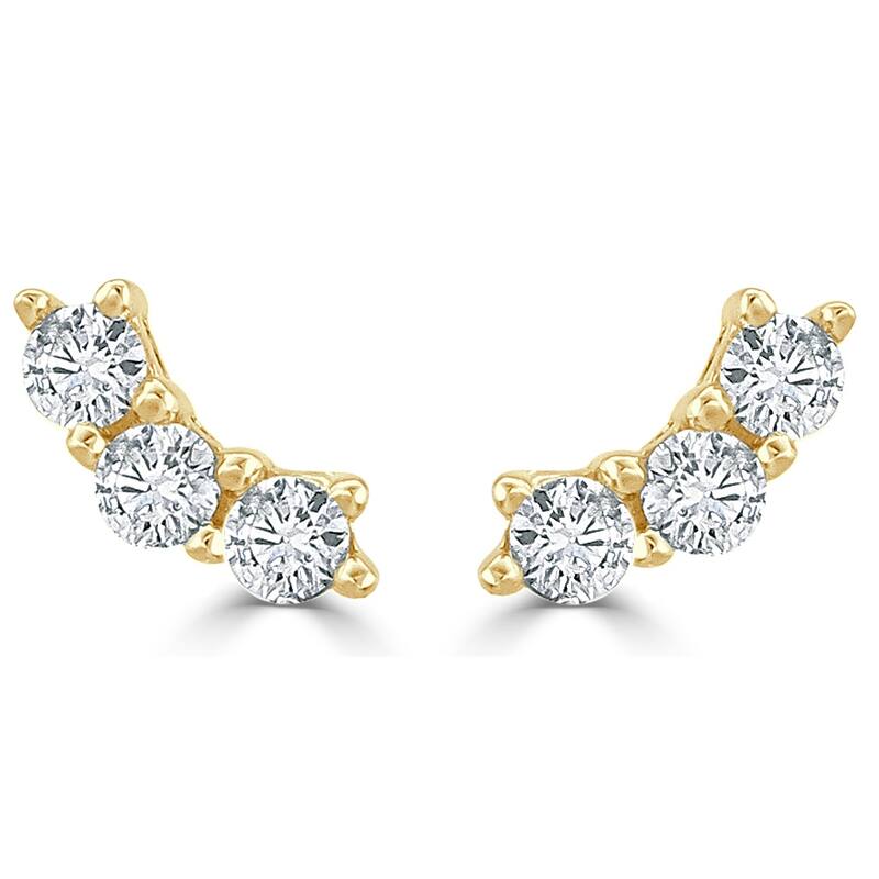Joelle Collection Diamond Earrings 1/3 cttw 3-Stone Cluster Earrings 14K Gold Beautiful Gift