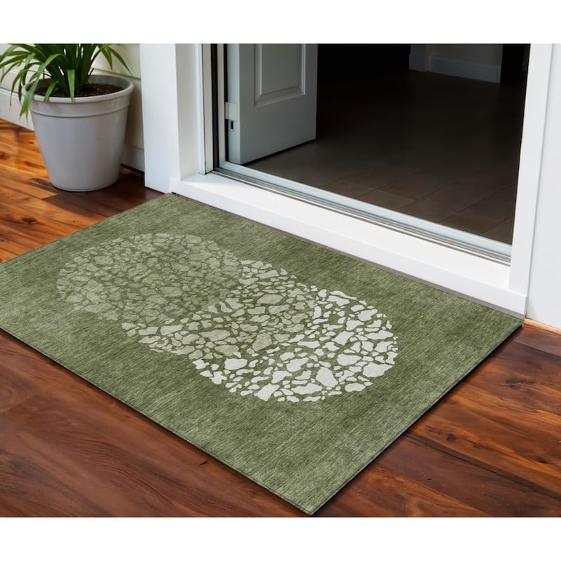 HomeRoots Abstract Transitional Rectangle Outdoor Rug - 3' x 5'