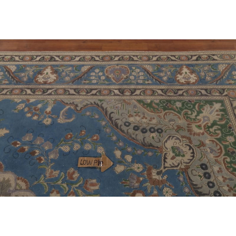 Tabriz Persian Vintage Area Rug Hand-Knotted Geometric Wool Carpet - 9'10"x 12'9"