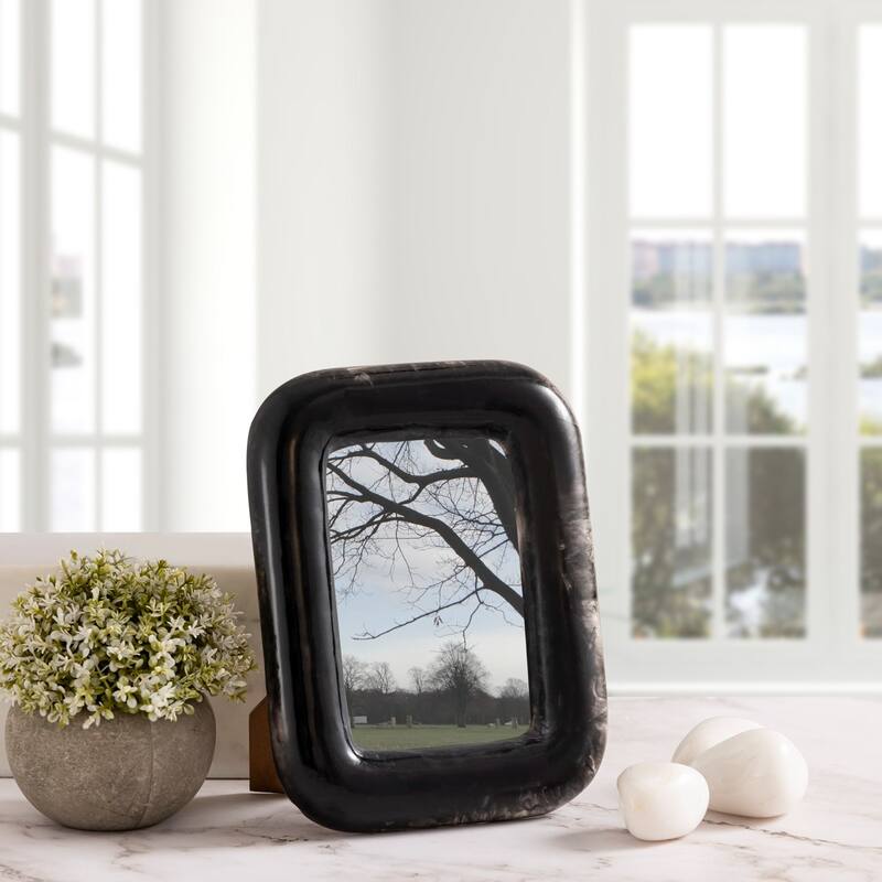 Rectangular Curved Edge Picture Frame - for 4" x 6" Photo - Black