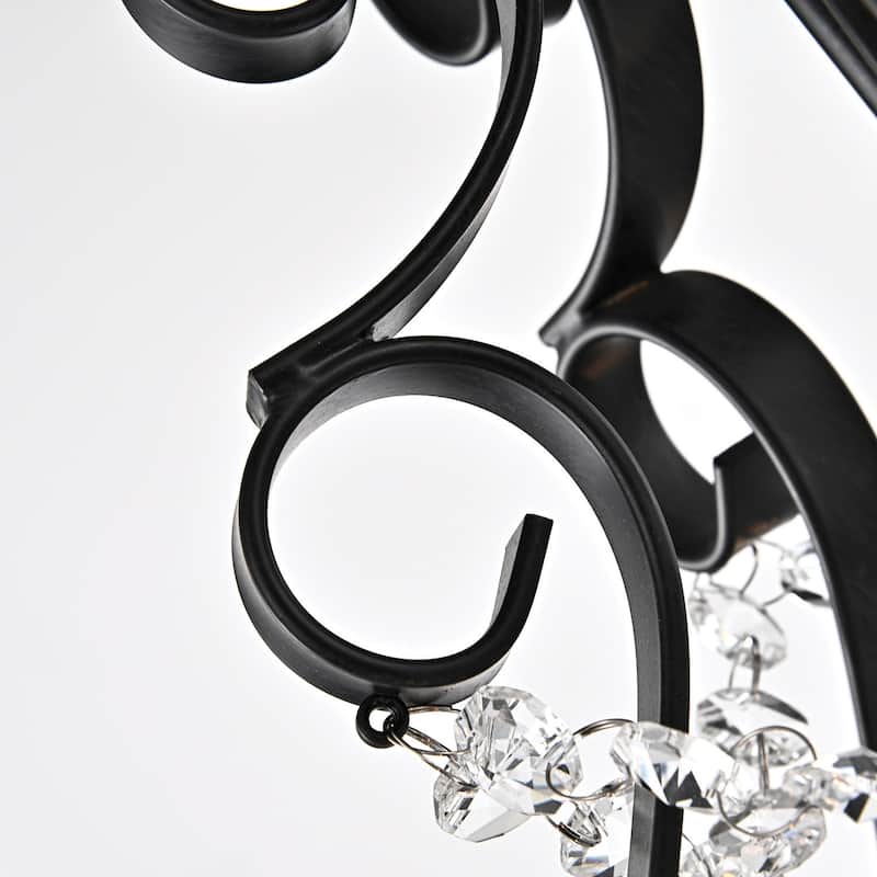 Antique Black 5-Light Candle Style Chandelier with Crystal