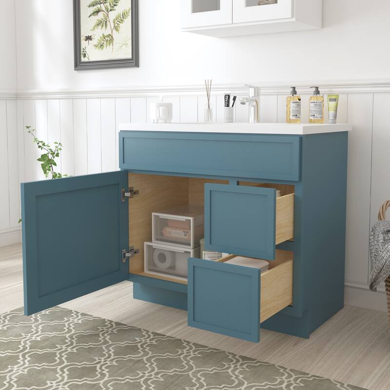 Vanity Art 36" Freestanding Single Base 2 Drawers Storage Cabinet with Soft Close Door