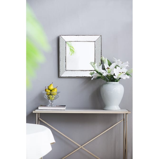 Traditional Distressed Wall Decor Accent Mirror - Silver